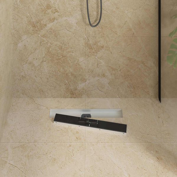 vidaXL Doucheafvoer Glasdeksel met 360&deg; Sifon Zwart 50 cm