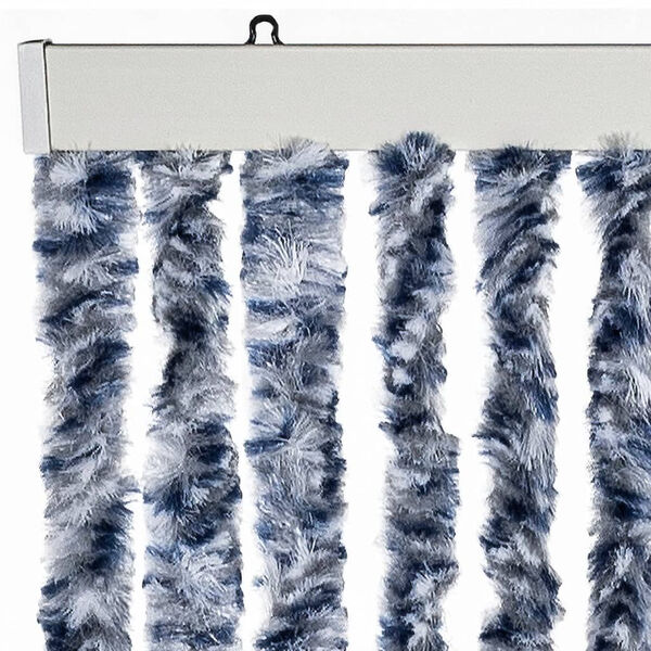 vidaXL Vliegengordijn 90x220 cm chenille blauw, wit en zilver