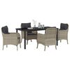 vidaXL Tuin eettafelset met kussen 5 pcs Lichtgrijs poly rattan