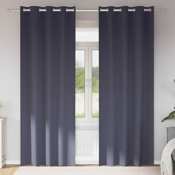 vidaXL Zwart-out Gordijnen met Ringen 2 pcs Antraciet 260 x 140 cm