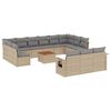 vidaXL 14-delige Loungeset met kussens poly rattan beige