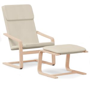 vidaXL Relaxstoel met voetenbank stof cr&egrave;mekleurig