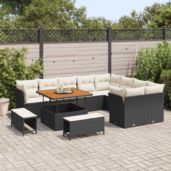 vidaXL Tuin Sofa Set 12 pcs Zwart poly rattan