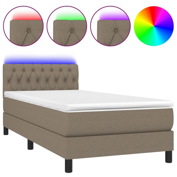 vidaXL Boxspring met matras en LED stof taupe 80x200 cm