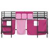 vidaXL Loftbedframe voor Kinderen met Gordijnen Zwart en Roze