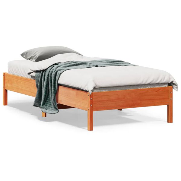 vidaXL Bedframe zonder matras massief grenenhout wasbruin 75x190 cm