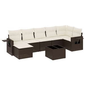 vidaXL 8-delige Loungeset met kussens poly rattan bruin