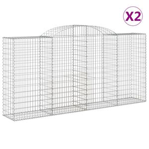 vidaXL Schanskorven 2 st gewelfd 300x50x140/160 cm ijzer