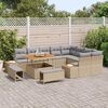vidaXL Tuinbankenset met kussen met opslag 12 pcs Beige Poly riet