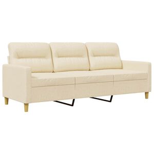 vidaXL Driezitsbank 180 cm stof cr&egrave;mekleurig