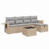 vidaXL 6-delige Loungeset met kussens poly rattan gemengd beige