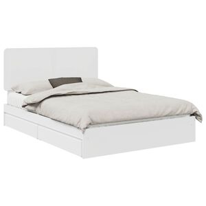 vidaXL Opslag bed met hoofdeinde Wit 140 x 190 cm Bewerkt hout