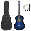 vidaXL 8-delige Gitaarset klassiek beginner 1/2 34" blauw