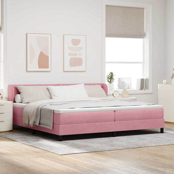 vidaXL Boxspringbed met matras Roze 200 x 200 cm Fluweel