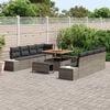 vidaXL Tuinbankenset met kussen 11 pcs Grijs poly rattan
