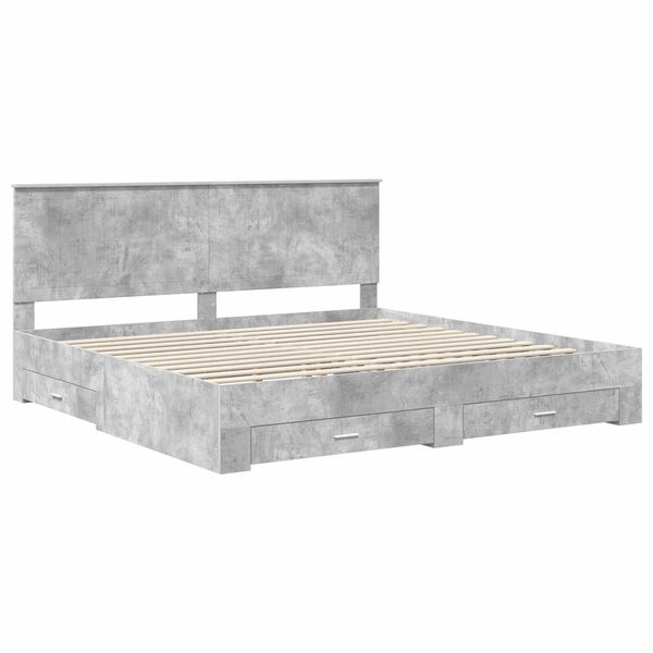 vidaXL Bedframe met hoofdeinde Beton Grijs 200 x 200 cm Bewerkt hout