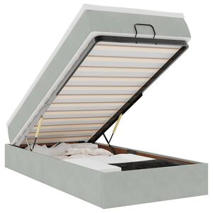 vidaXL Ottoman bed met matras 90x200cm fluweel lichtgrijs