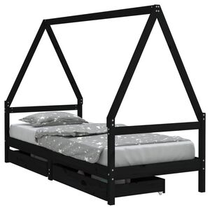 vidaXL Kinderbedframe 80x200 cm massief grenenhout zwart