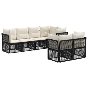 vidaXL Tuinbankenset 7 st 7-Aantal zitplaatsen Zwart poly rattan