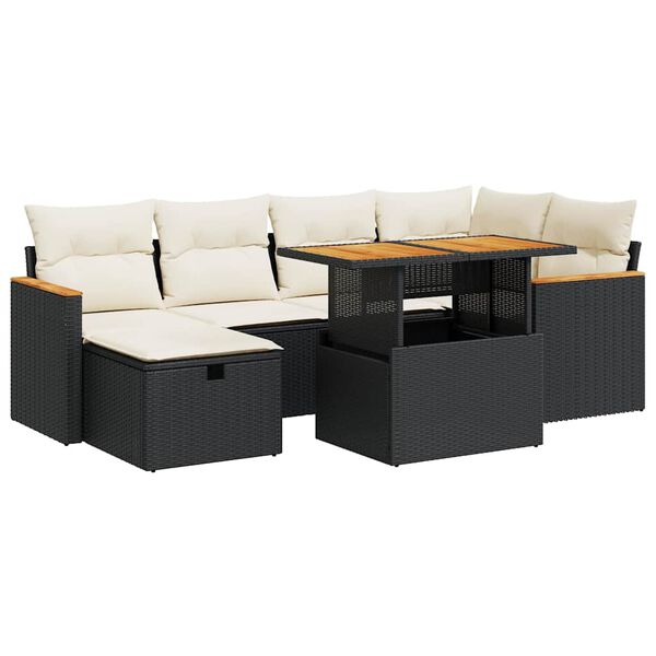 vidaXL 8-delige Loungeset met kussens poly rattan zwart