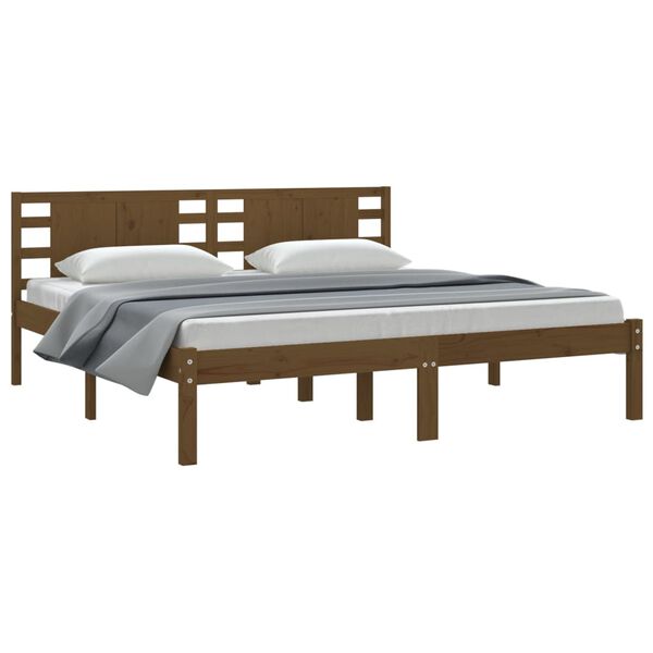 vidaXL Bedframe massief grenenhout honingbruin 200x200 cm
