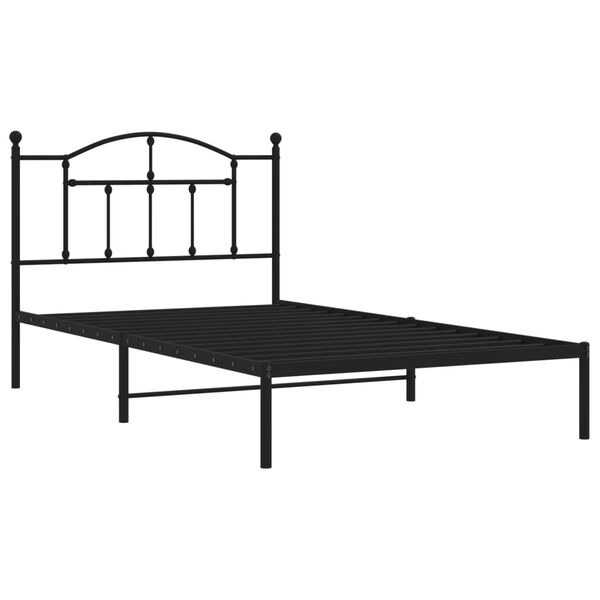 vidaXL Bedframe met hoofdbord metaal zwart 107x203 cm