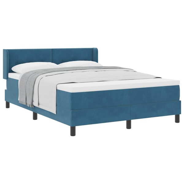 vidaXL Boxspringbed met matras Donkerblauw 190 x 140 cm Fluweel