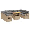 vidaXL 10-delige Loungeset met kussens poly rattan beige