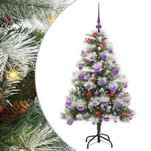 vidaXL Kunstkerstboom Groen en wit 120 cm PVC en Metaal en Plastic