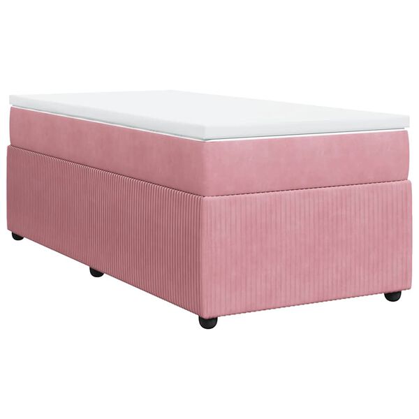 vidaXL Boxspring met matras fluweel roze 100x200 cm