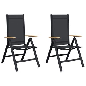 vidaXL Recliner Tuinstoelen 2 st Zwart Textileen