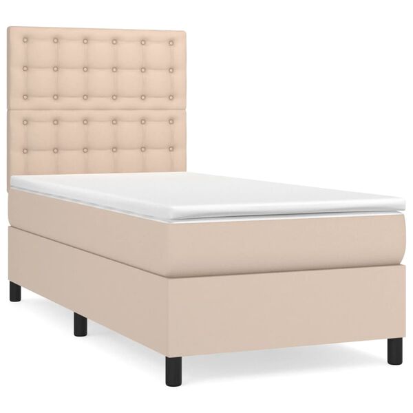 vidaXL Boxspring met matras kunstleer cappuccinokleurig 90x200 cm