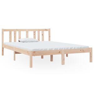 vidaXL Bedframe massief hout 135x190 cm Double