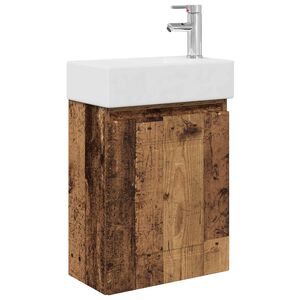 vidaXL Badkamermeubel met kraan Oud hout 45,5 x 22,5 x 84 cm