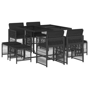 vidaXL 9-delige Tuinset poly rattan zwart