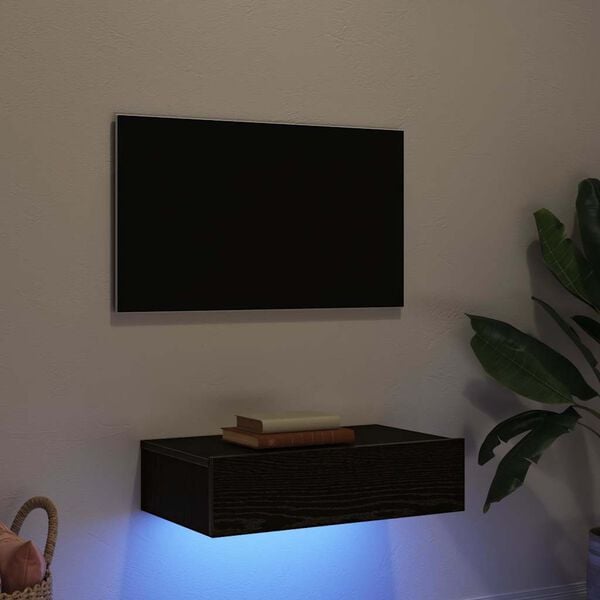 vidaXL Tv-meubel met LED-verlichting 60x35x15,5 cm zwart eikenkleurig