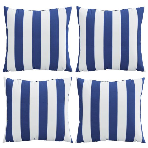 vidaXL Sierkussens 4 st gestreept 50x50 cm stof blauw en wit