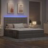vidaXL Bed met LED-striplichten met hoofdeinde Taupe 200 x 200 cm Stof