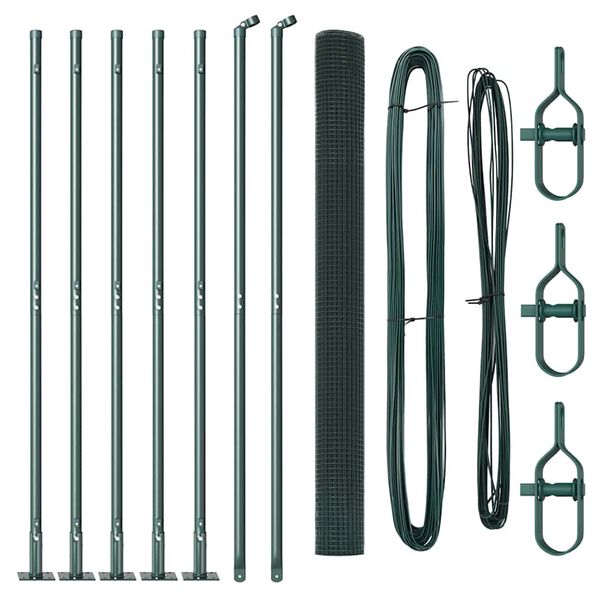 vidaXL Hecke met palen Groen 1.5 x 10 m Staal