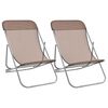 vidaXL Strandstoelen 2 st textileen en gepoedercoat staal bruin