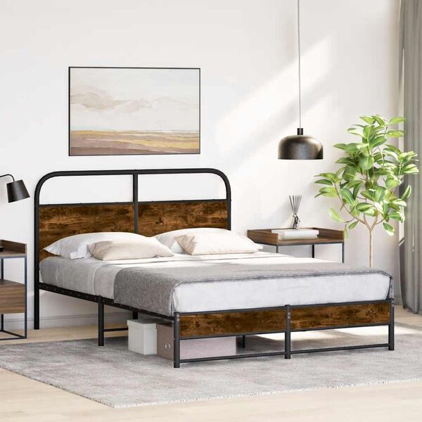 vidaXL Bedframe zonder matras bewerkt hout gerookt eiken 120x200 cm
