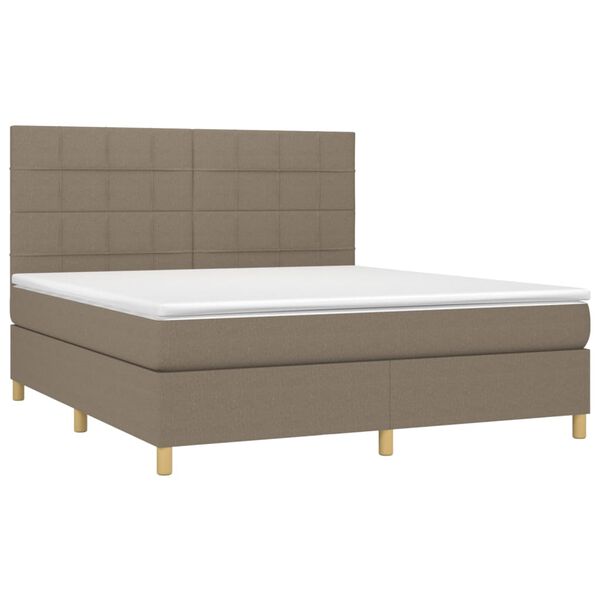 vidaXL Boxspring met matras en LED stof taupe 180x200 cm