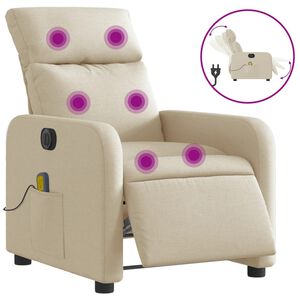 vidaXL Massagestoel elektrisch verstelbaar stof cr&egrave;mekleurig