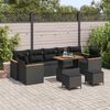 vidaXL Tuinbankenset 10 pcs Zwart poly rattan
