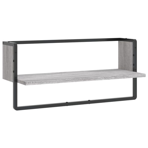 vidaXL Wandschap met stang 65x25x30 cm grijs sonoma eikenkleurig