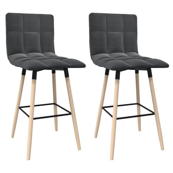 vidaXL Barkrukken 2 st stof donkergrijs