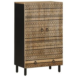 vidaXL Hoge kast 60x33,5x100 cm massief ruw mangohout