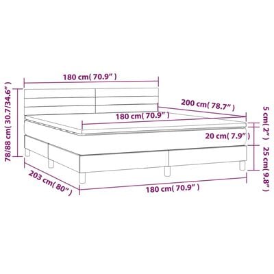 vidaXL Boxspring met matras stof blauw 180x200 cm