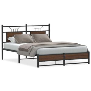 vidaXL Bedframe zonder matras bewerkt hout bruin eikenkleur 137x190 cm