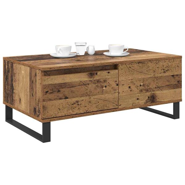 vidaXL Salontafel met lade Oud Hout 90 x 50 x 36,5 cm Bewerkt hout